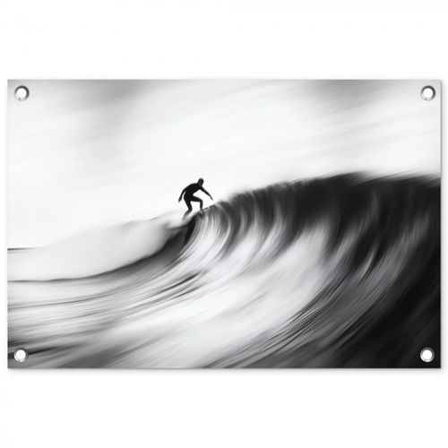 Tuinposter - Surfer - Golf - Vervaagd - Zwart