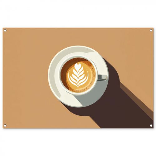 Tuinposter - Cappuccino - Kop - Schotel - Minimalitisch