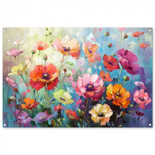 Tuinposter - Bloemen - Kleurrijk - Waterverf - Natuur - Zomer
