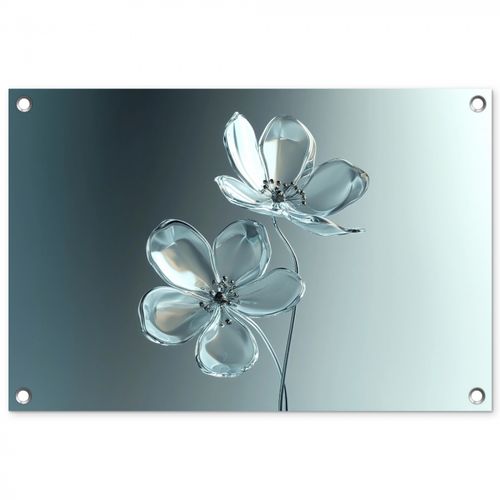 Tuinposter - Kristal - Bloemen - Grijs