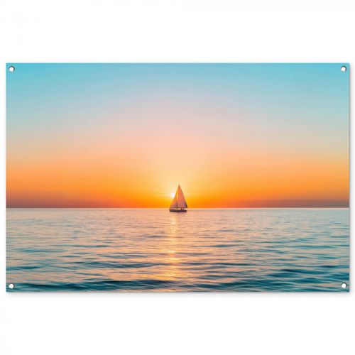 Tuinposter - Zee - Zeilboot - Zonsondergang