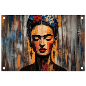 Tuinposter - Portret - Vrouw - Bloemen