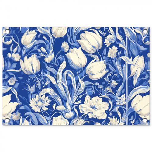 Tuinposter - Bloemen - Delfts Blauw - Patroon - Tulp