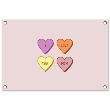 Tuinposter - Hartjes - Pastel - Liefde - Moeder