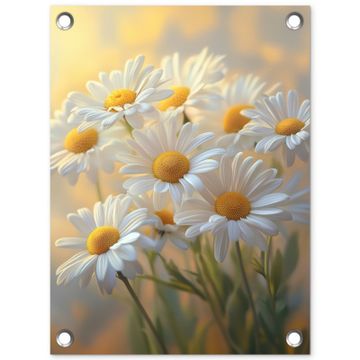 Tuinposter - Madeliefjes - Wit - Zonlicht