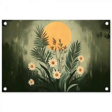 Tuinposter - Bloemen - Bladeren - Zon - Groen