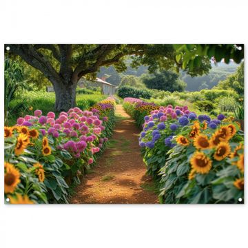 Tuinposter - Kleurrijk Tuinpad
