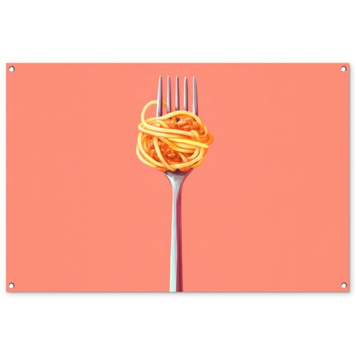 Tuinposter - Vork - Spaghetti - Artistiek - Roze
