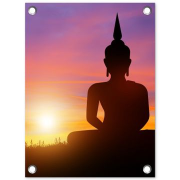 Tuinposter - Boeddha silhouet bij zonsopgang