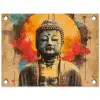 Boeddha Beeld in Vurige Kleuren tuinposter los doek klein -3d