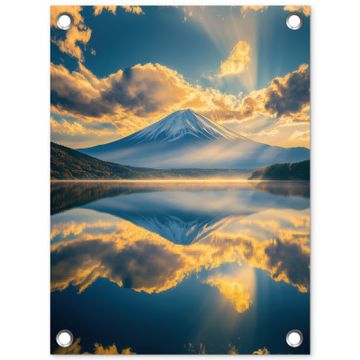 Tuinposter - Berg - Rivier - Zonsondergang