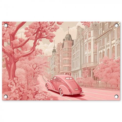 Tuinposter - City - Car - Pink