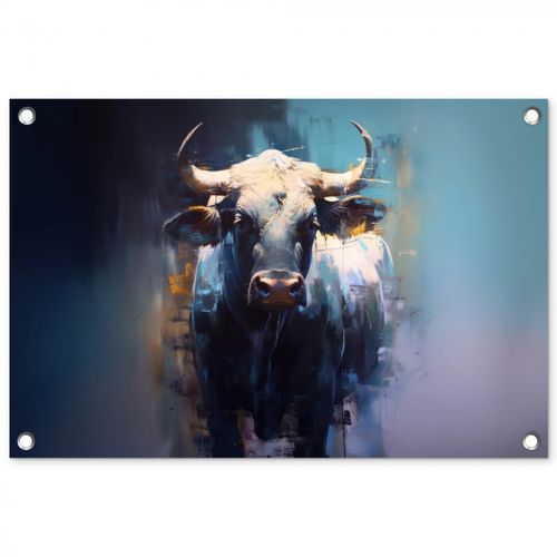 Tuinposter - Stier - Zwart - Abstract - Horens