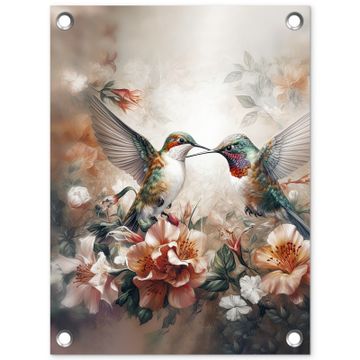 Tuinposter - Kolibries en Bloemen