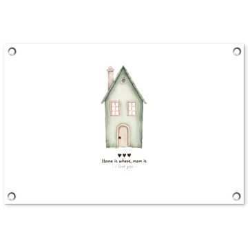Tuinposter - Huisje - Groen - Tekst - Liefdevol