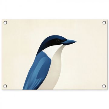 Tuinposter - Illustratie - Blauw - Vogel