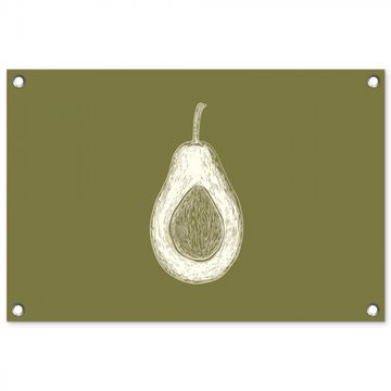 Tuinposter - Avocado - Minimalistisch - Illustratie - Groen