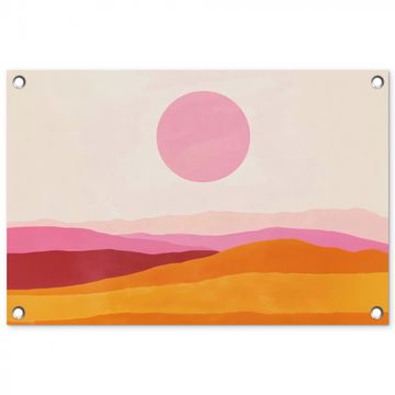 Tuinposter - Heuvels - Oranje - Zon - Abstract