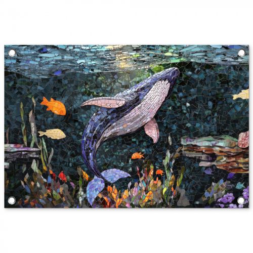 Tuinposter - Mozaïek - Walvis - Koraal - Water