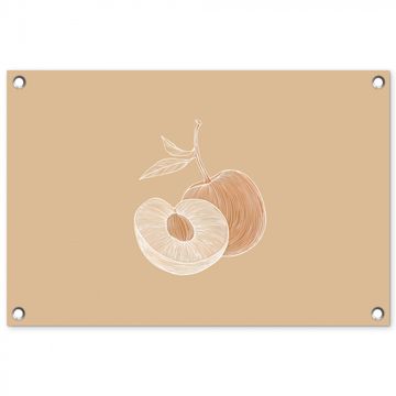 Tuinposter - Perzik - Lijntekening - Pit - Beige