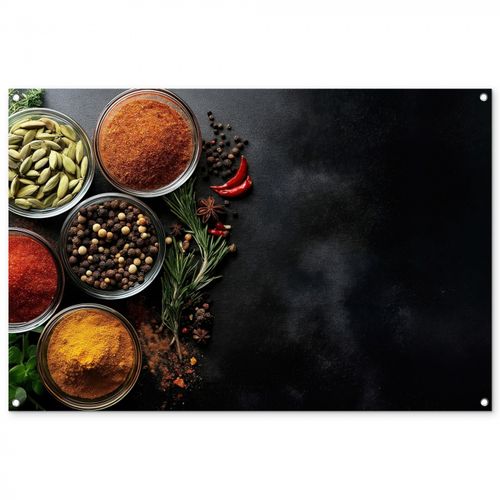 Tuinposter - Glazen - Bakjes - Blaadjes - Kruiden
