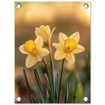 Tuinposter - Bloemen - Geel - Wazig