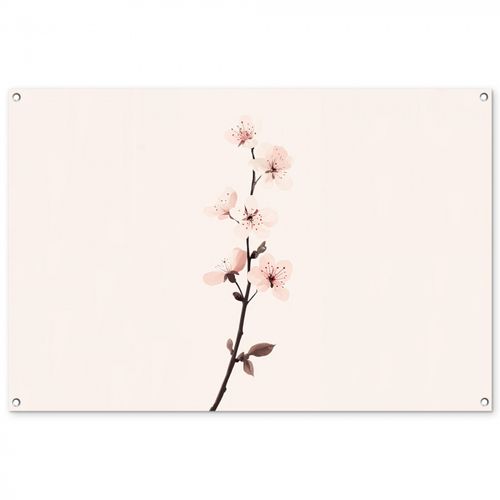 Tuinposter - Minimalistisch - Bloesem - Tak - Roze
