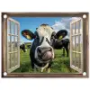 Doorkijk - Koe - Weiland - Dieren - Natuur tuinposter los doek klein -3d