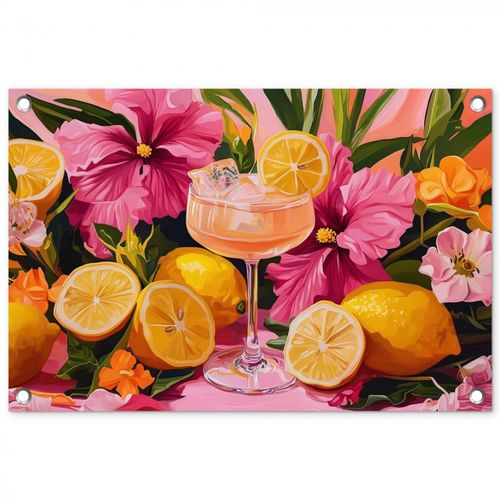 Tuinposter - Drink - Bloemen - Yellow