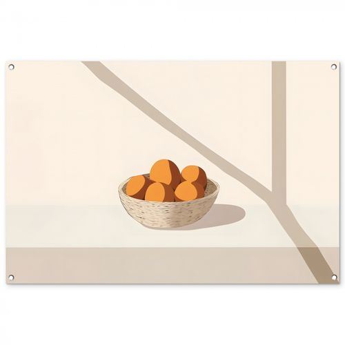Tuinposter - Mand - Fruit - Minimalistisch - Oranje