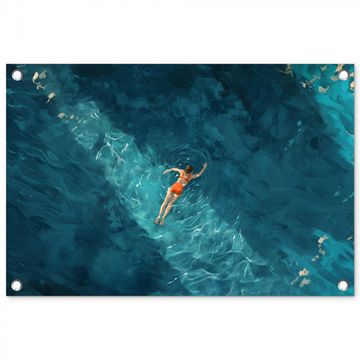 Tuinposter - Vrouw - Water - Bikini - Oranje