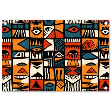 Tuinposter - Abstract - Gezichten - Mozaïek