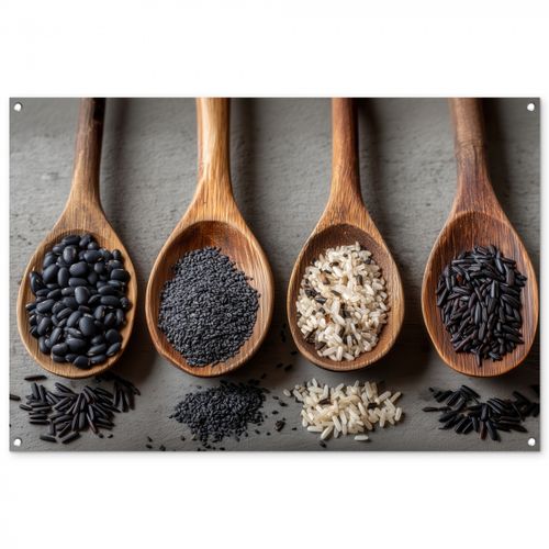 Tuinposter - Houten - Lepels - Rijst - Zaden