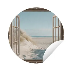 Tuinposter - Doorkijk - Helmgras - Duinen - Zee - Landschap