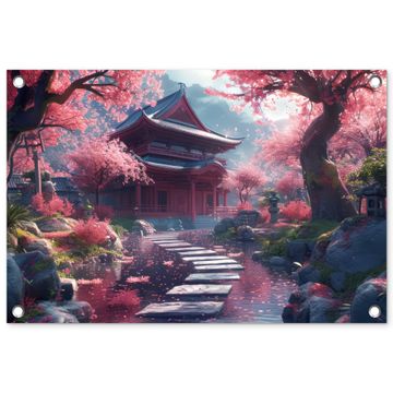 Sakura Tempeltuin in Volle Bloei