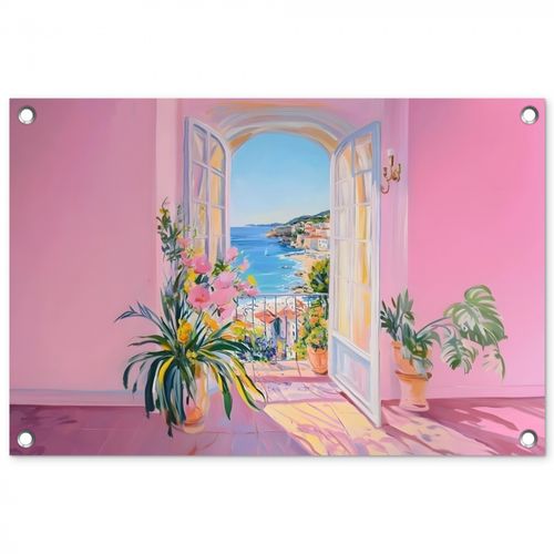 Tuinposter - Roze - Buiten - Verf