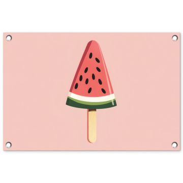 Tuinposter - Watermeloen - Ijsje - Pitjes - Rood