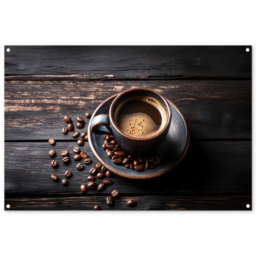 Tuinposter - Kop - Koffie - Hout - Bonen