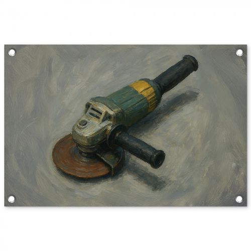 Tuinposter - Haakse slijper - Schilderij - Gereedschap