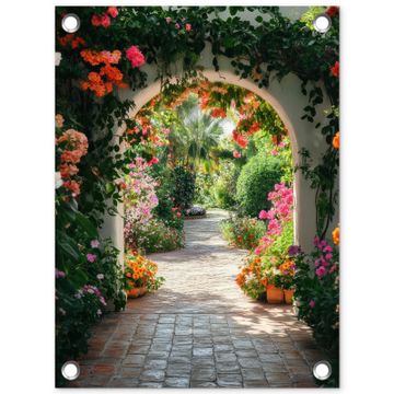 Tuinposter - Doorkijk - Bloemen - Natuur - Bloementuin