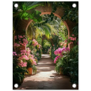 Tuinposter - Doorkijk - Tropisch - Bloemen - Natuur