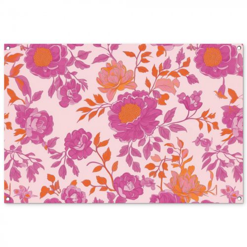 Bloemenpatroon - Roze - Oranje - Bloemen
