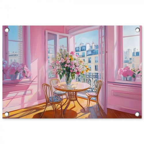 Tuinposter - Pink - City - Bloemen
