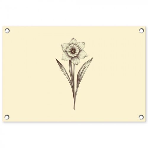 Tuinposter - Zwart - Narcis - Illustratie