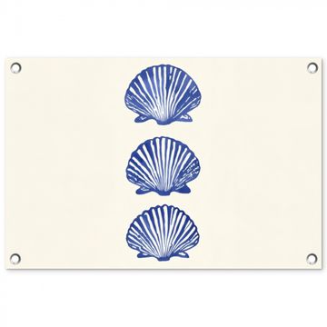 Tuinposter - Schelpen - Blauw - Patroon
