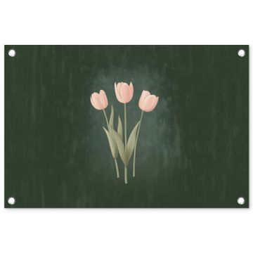 Tuinposter - Tulpen - Liefde - Donkergroen