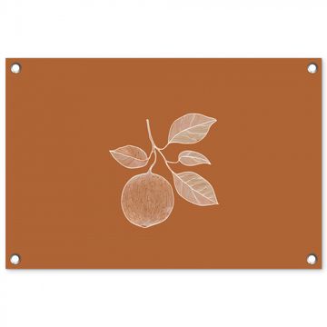 Tuinposter - Sinaasappel - Getekend - Bladeren - Bruin