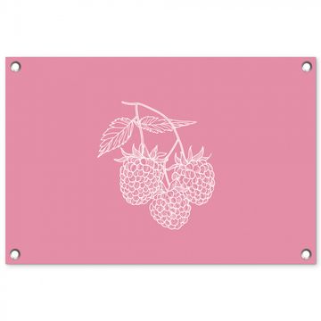 Tuinposter - Frambozen - Steel - Getekend - Roze