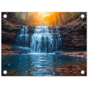 Tuinposter - Herfstwaterval in het Bos