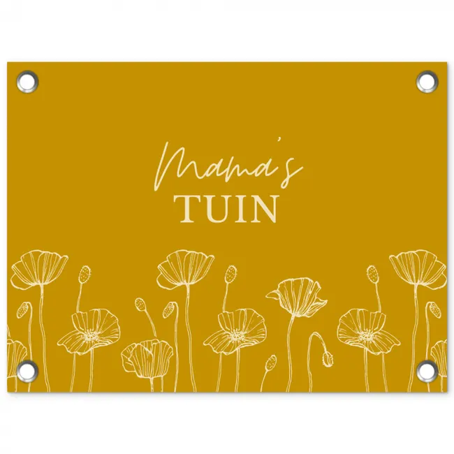 Mama's Tuin op Gele Achtergrond tuinposter los doek klein -3d